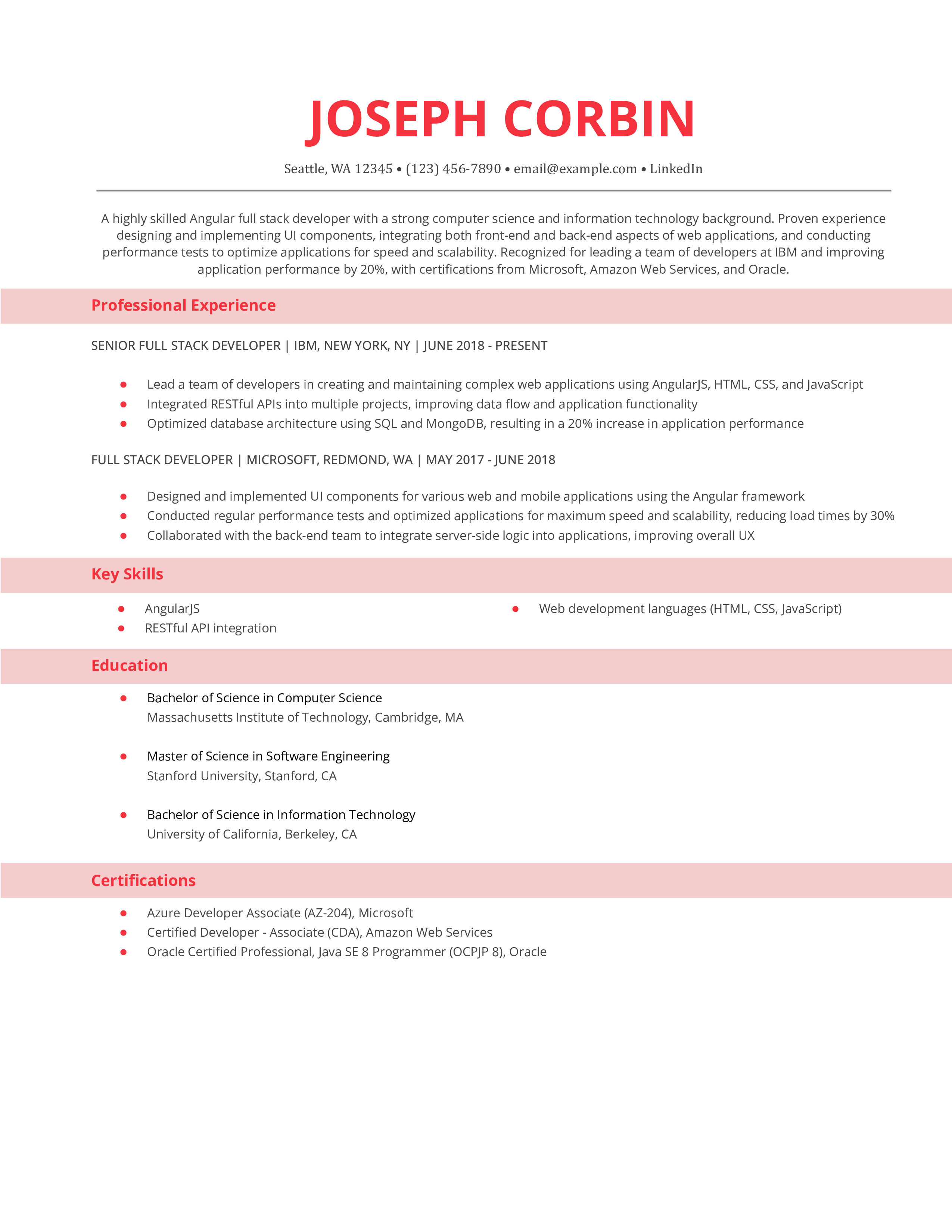 Full Stack Developer Resume Examples And Templates For Resumetemplates Com