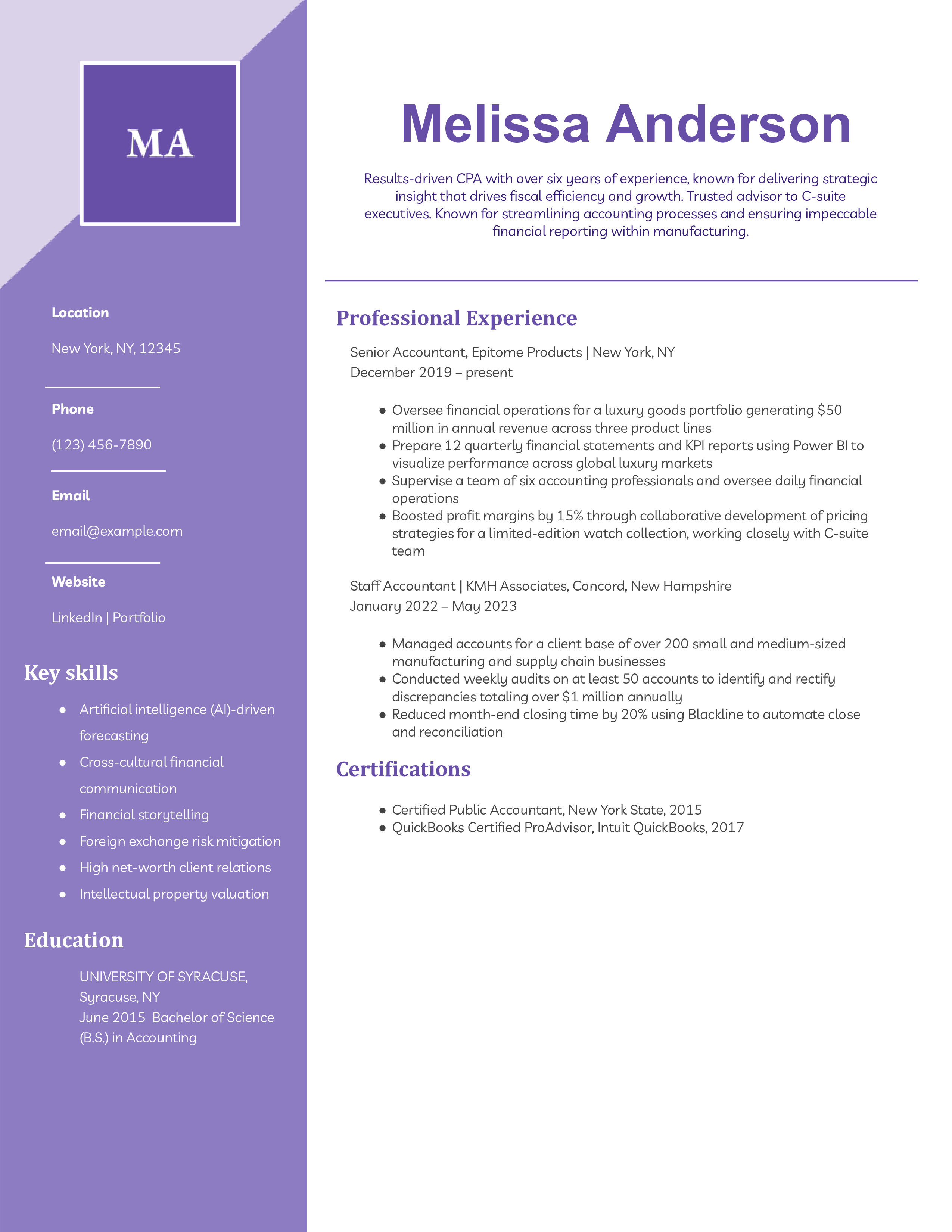 Mid Level Accountant Resume Sample