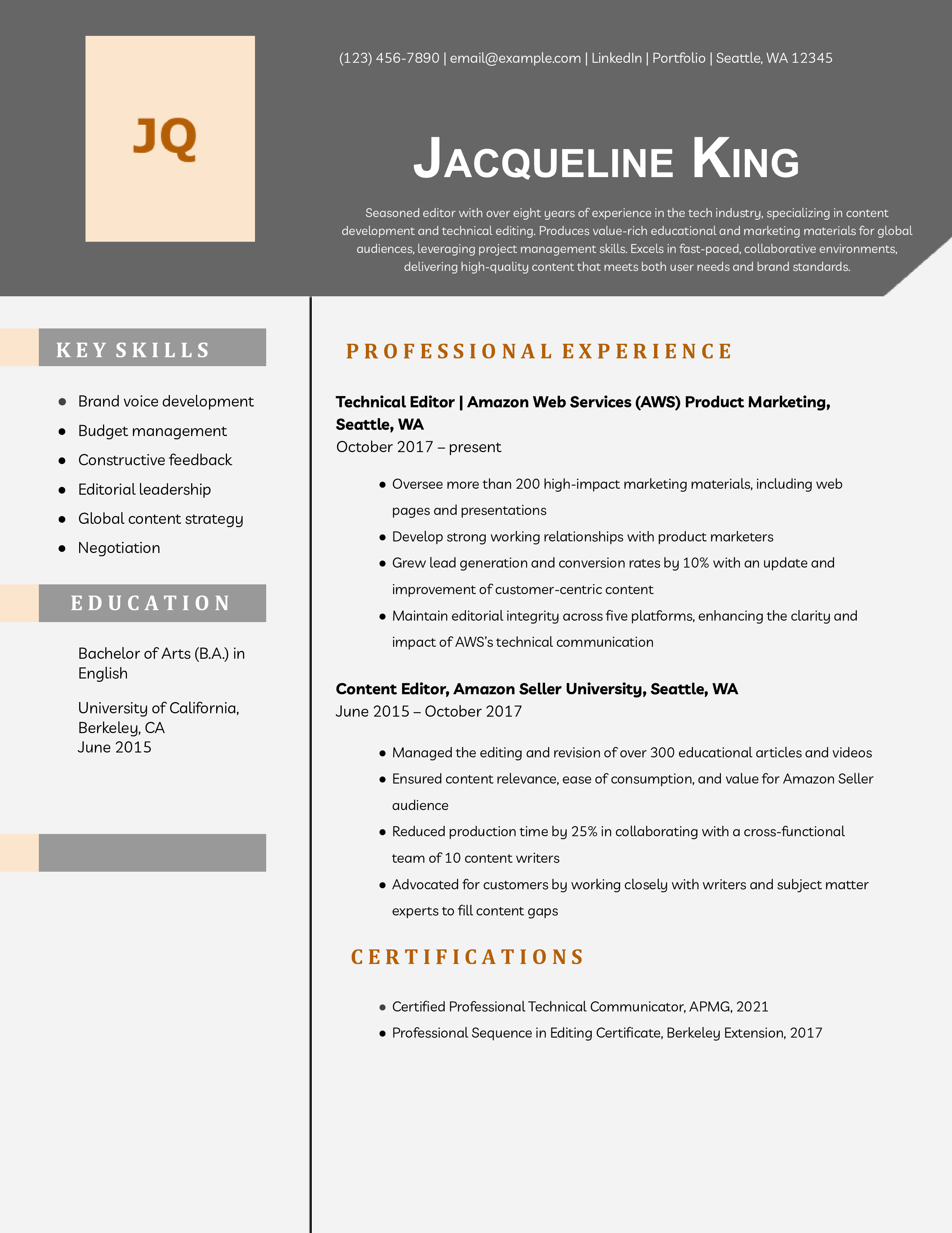 Mid Level Editor Resume Example Template (file _ make a copy)