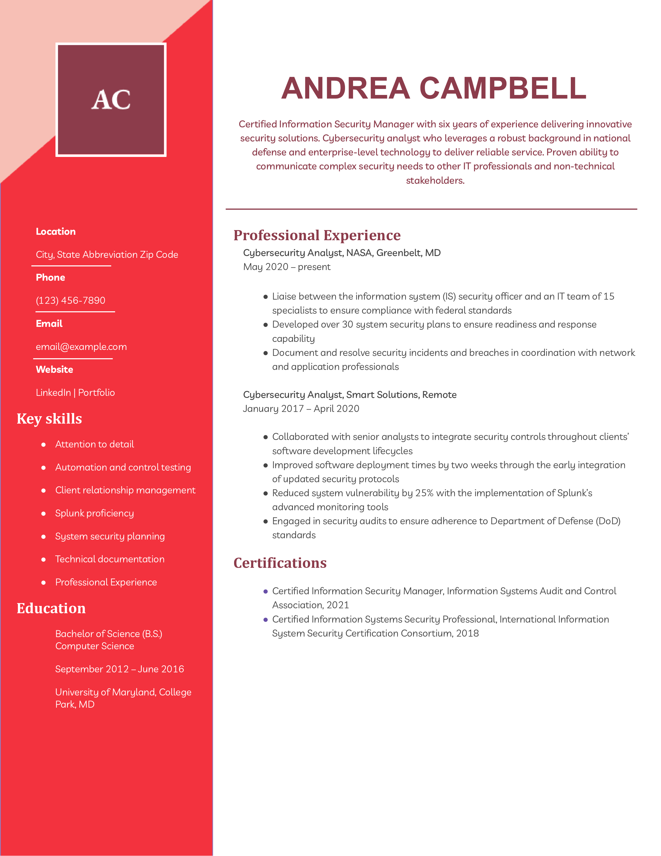 Midlevel Information Technology (IT) Resume Example