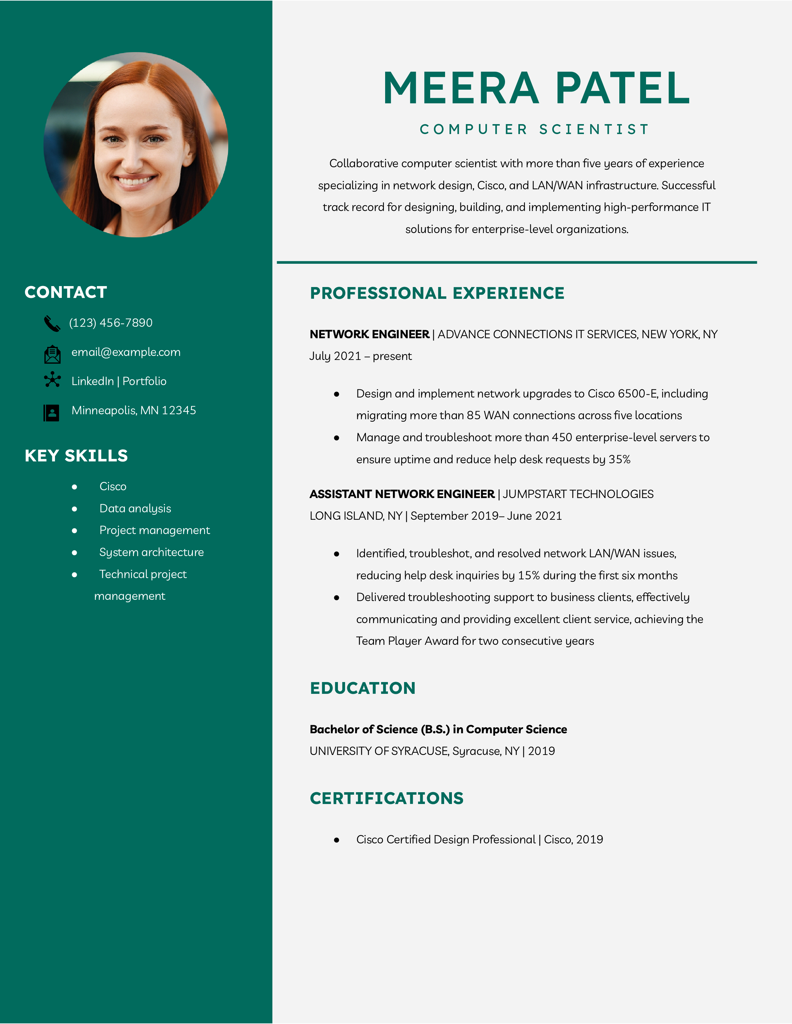 Midlevel Level Computer Science Resume Example