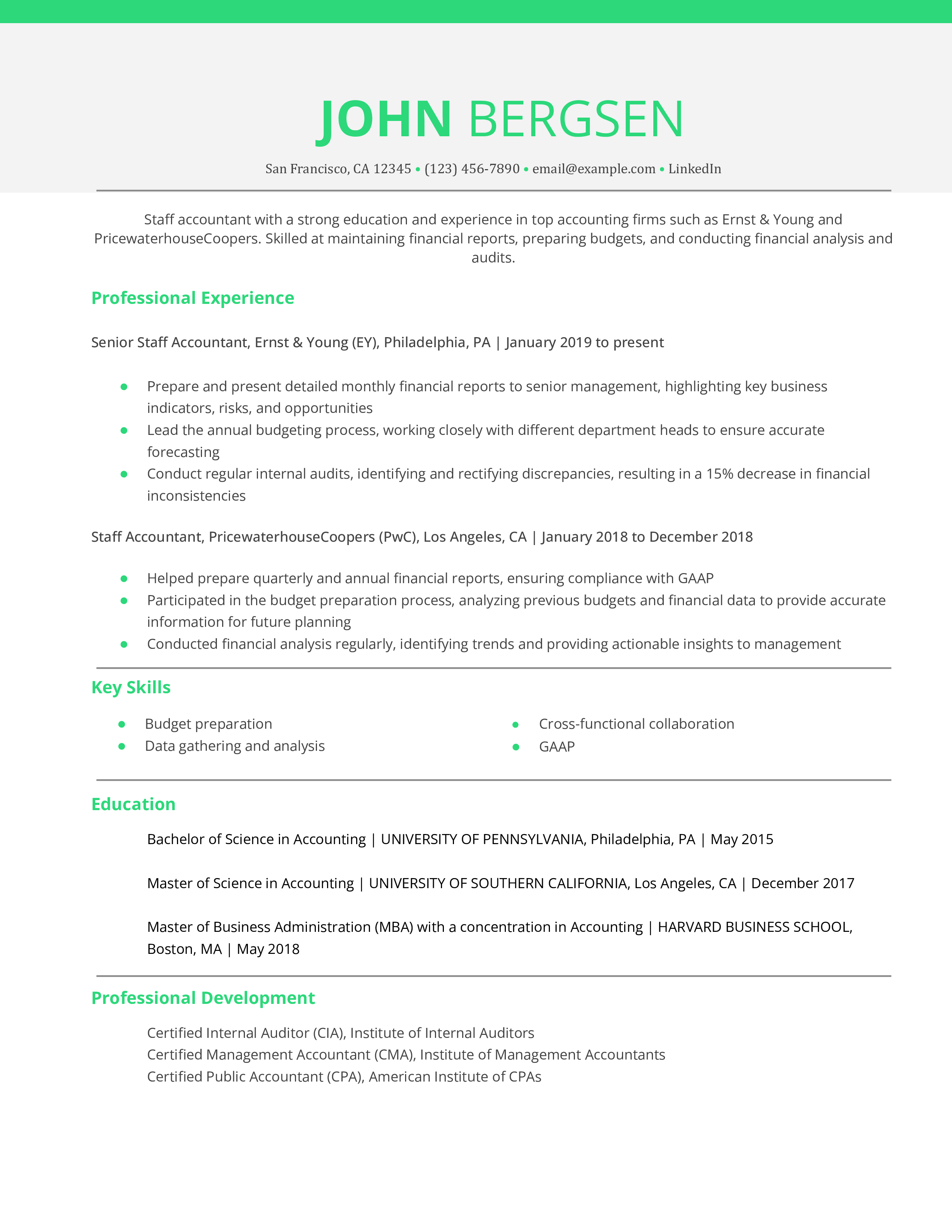 Staff Accountant Resume Examples and Templates for 2024