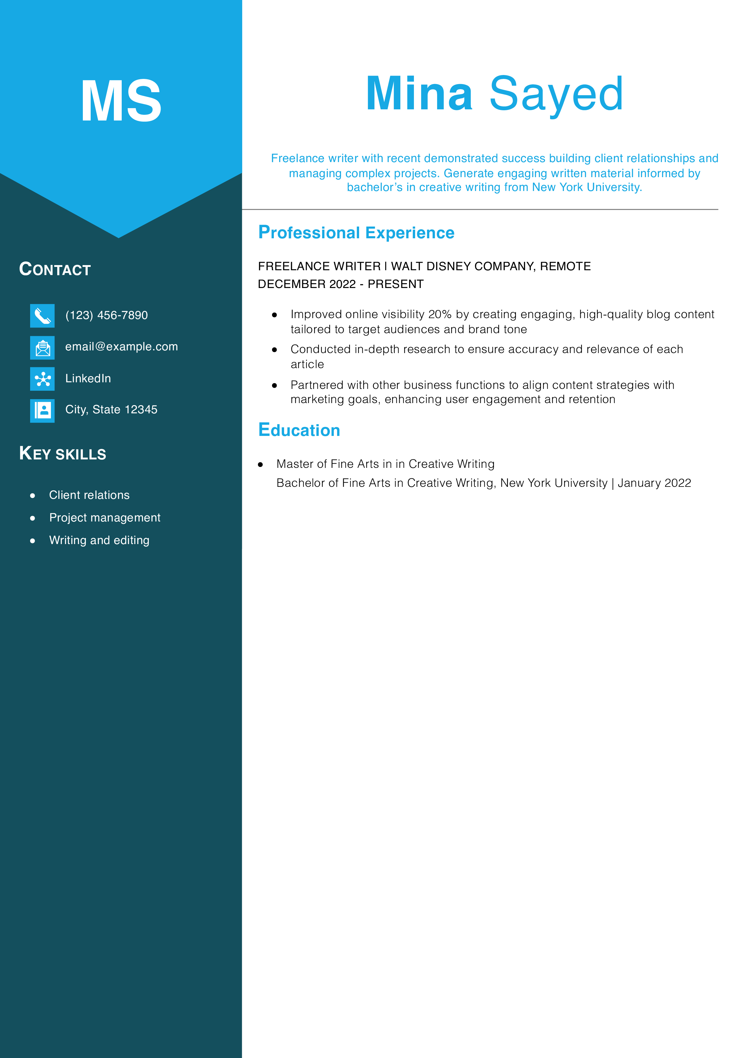 Freelance Writer Resume Examples and Templates for 2025