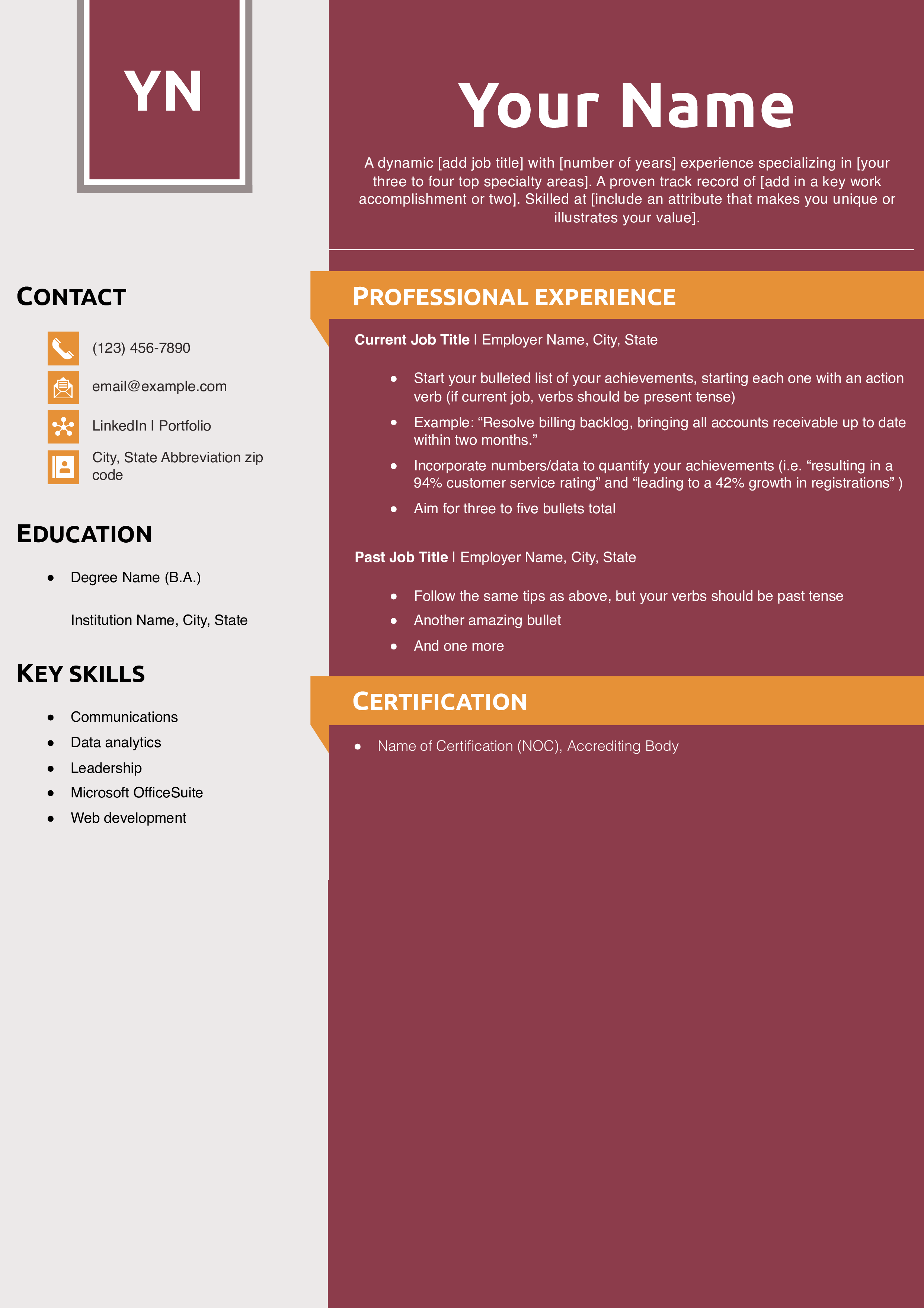 Blank Resume Example