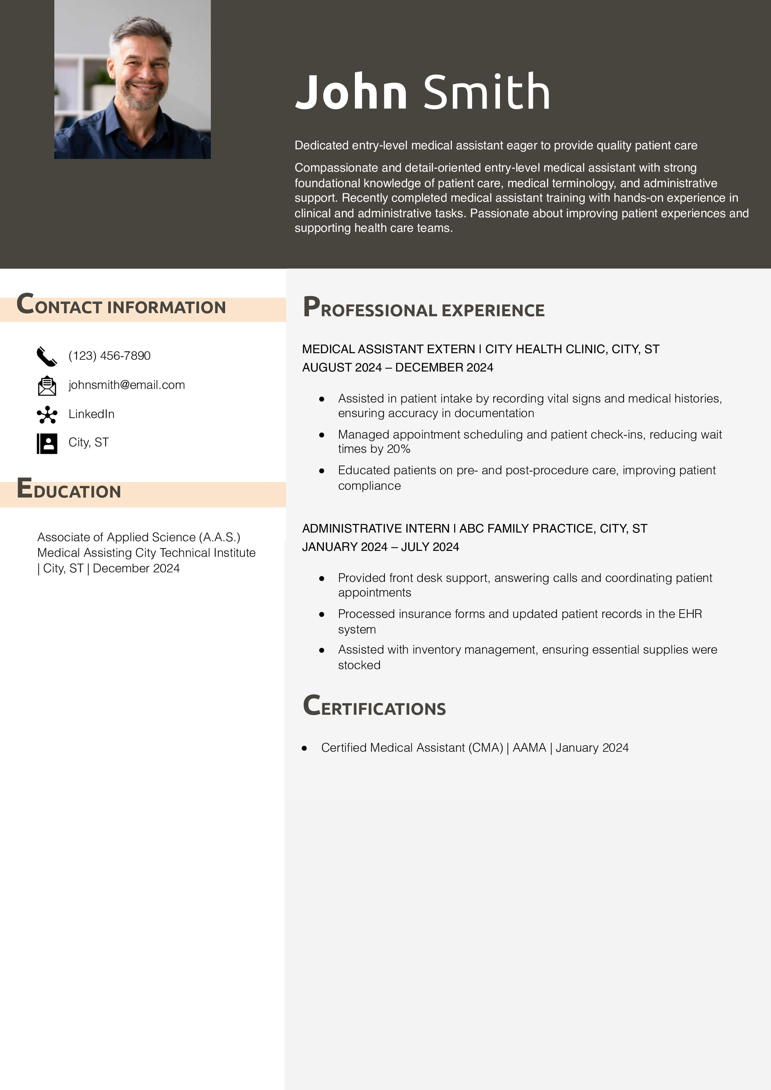 Entry-Level Medical Assistant Resume Example