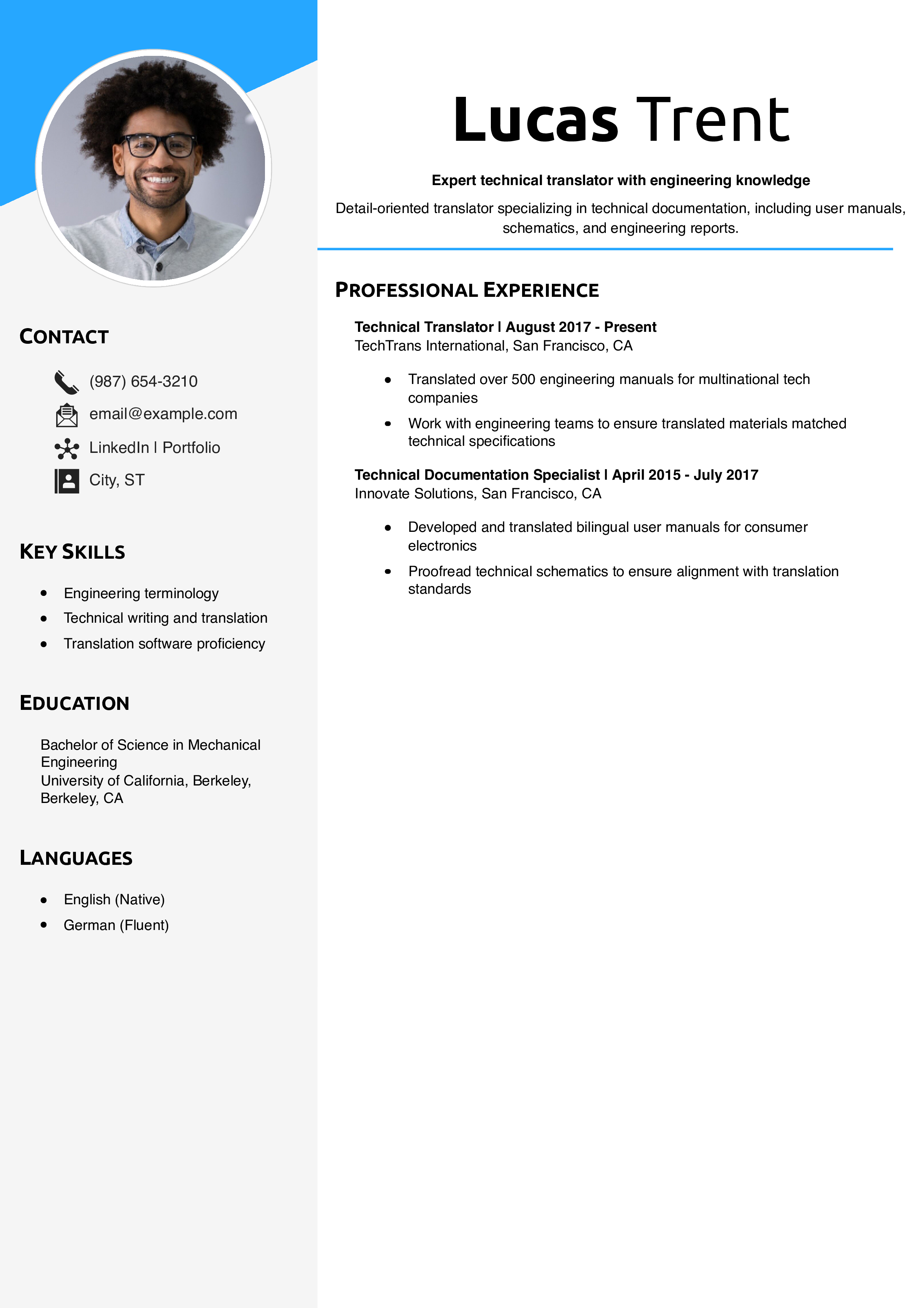 Technical Translator Resume Example