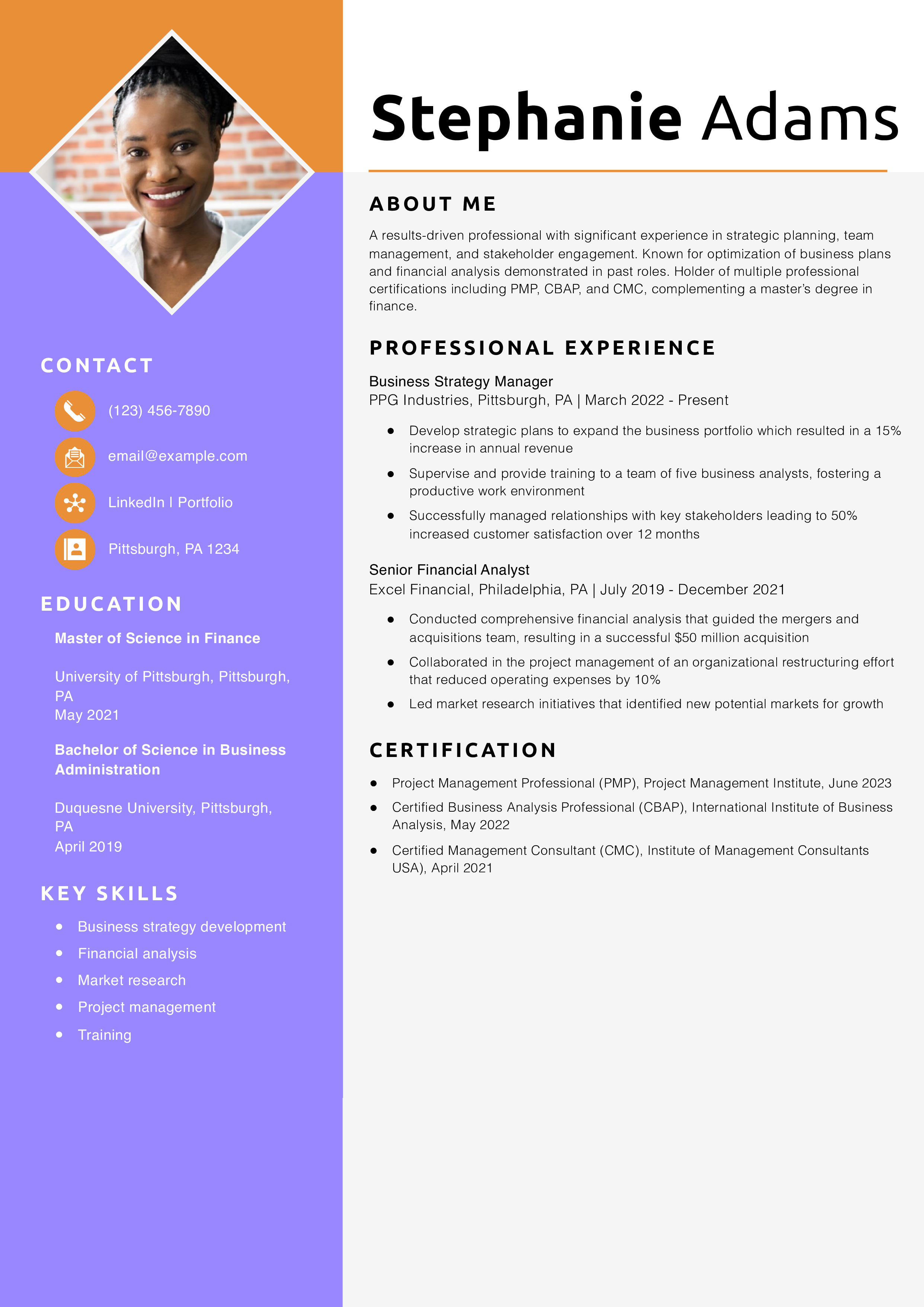 Mid-level Business Resume Example