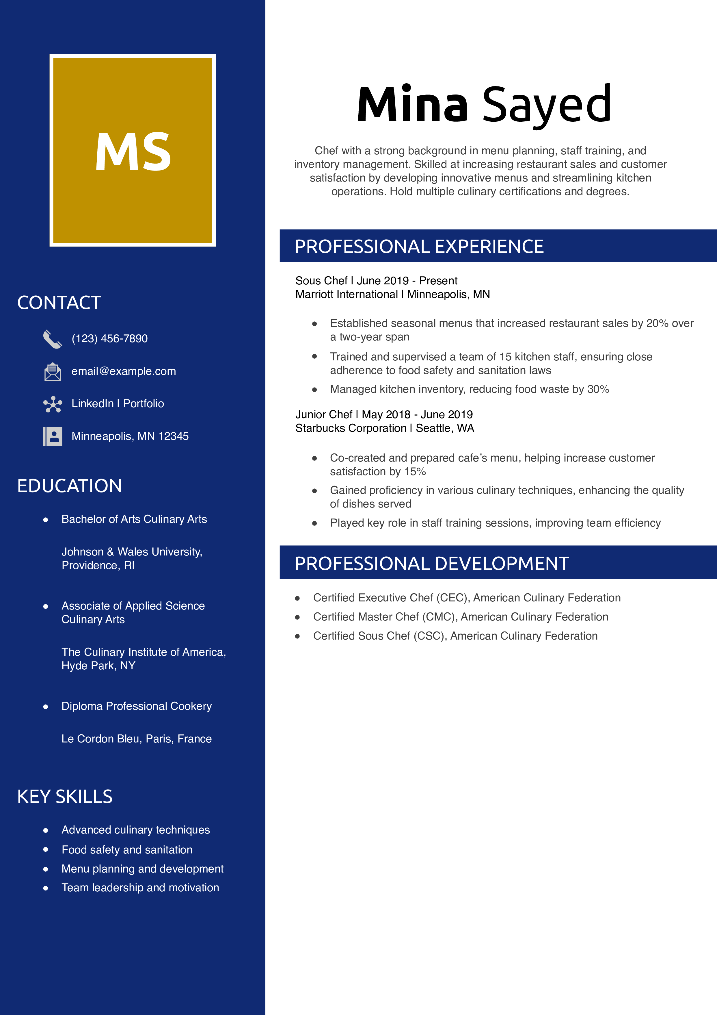  Chef Resume Example