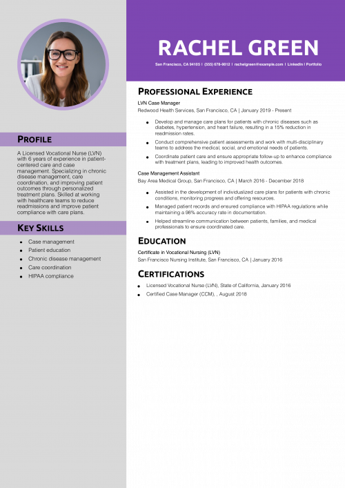 LVN Case Manager Resume Example