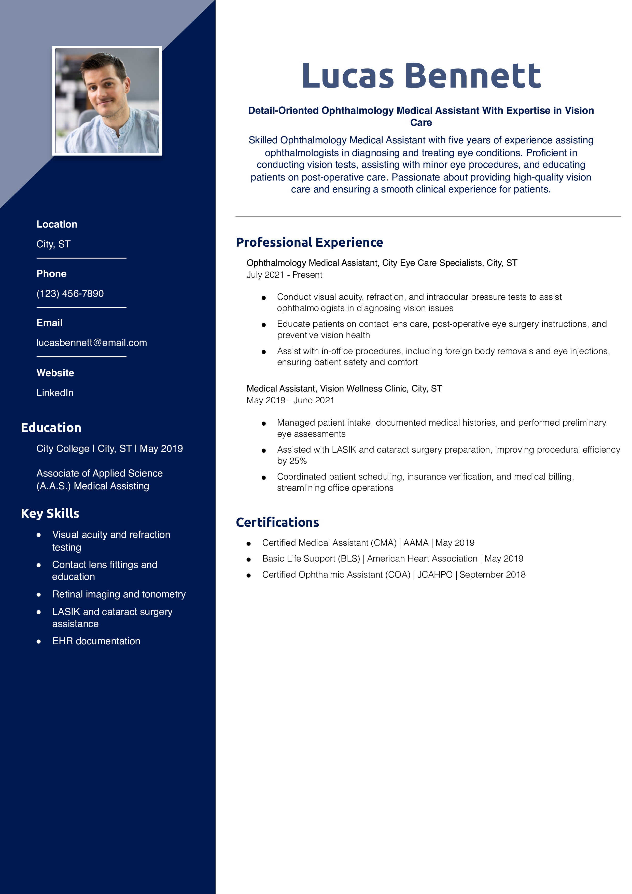 Ophthalmology Medical Assistant Resume Example