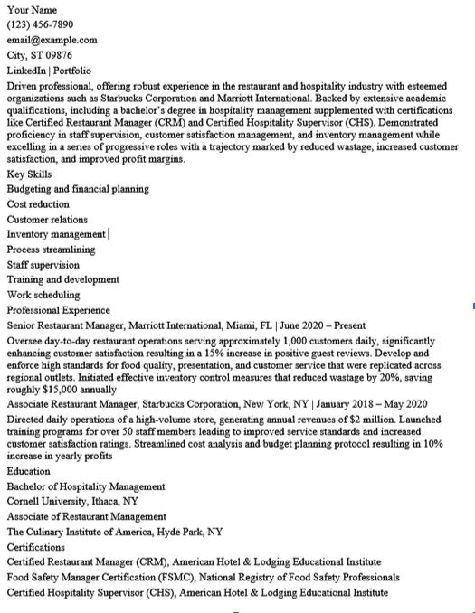 Word Resume Design Example (before)