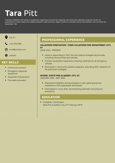 Volunteer Firefighter Resume