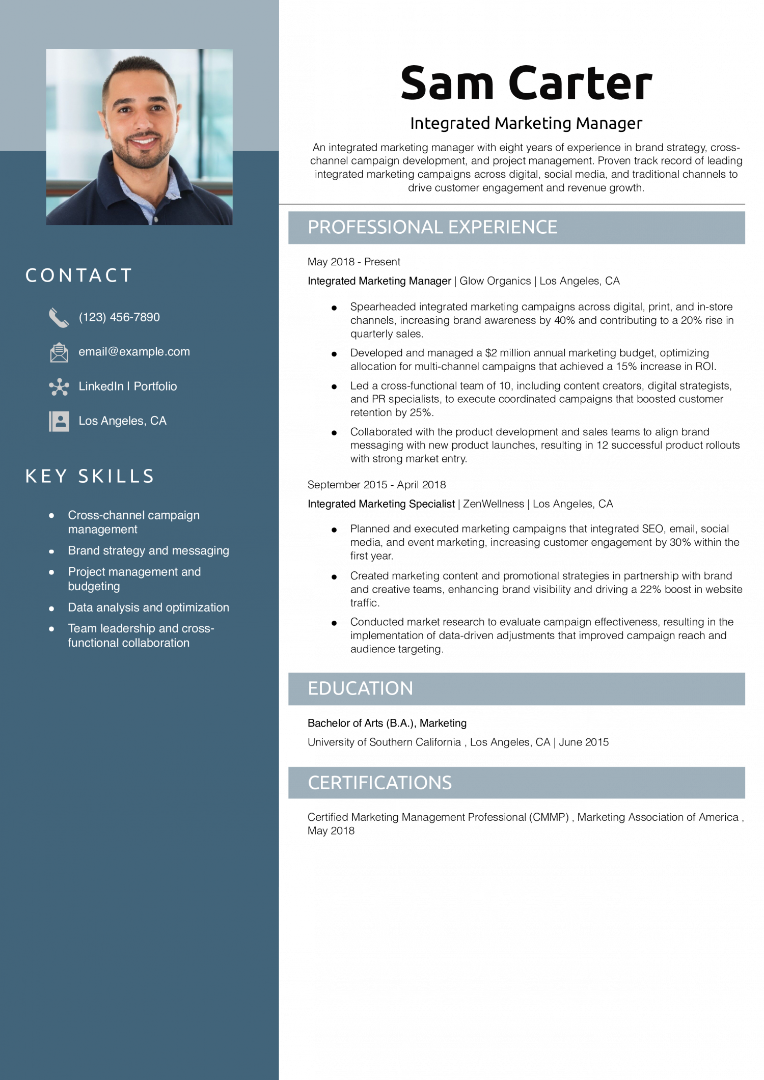 Integrated Marketing Manager Resume Example
