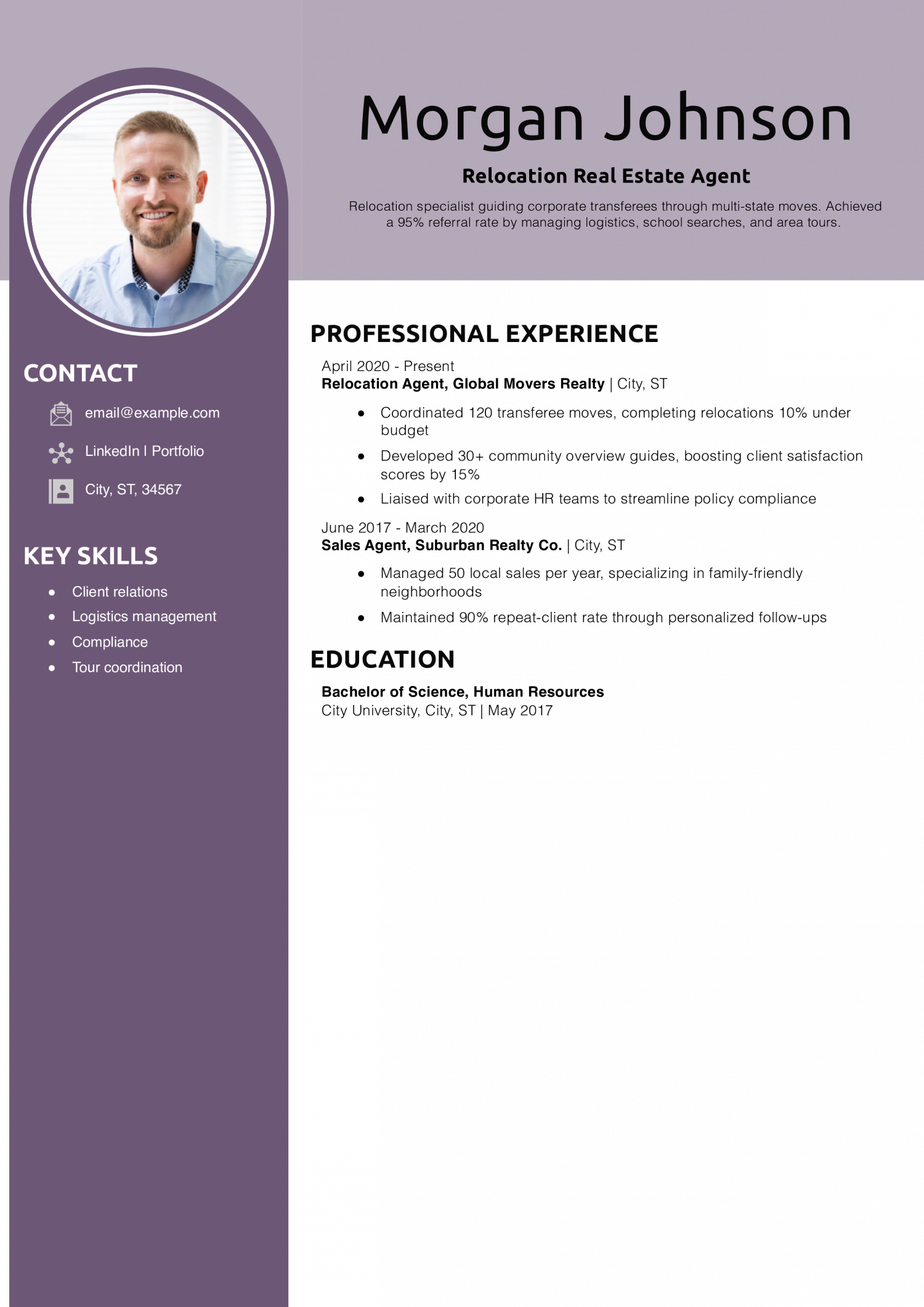 Relocation Real Estate Agent Resume Example
