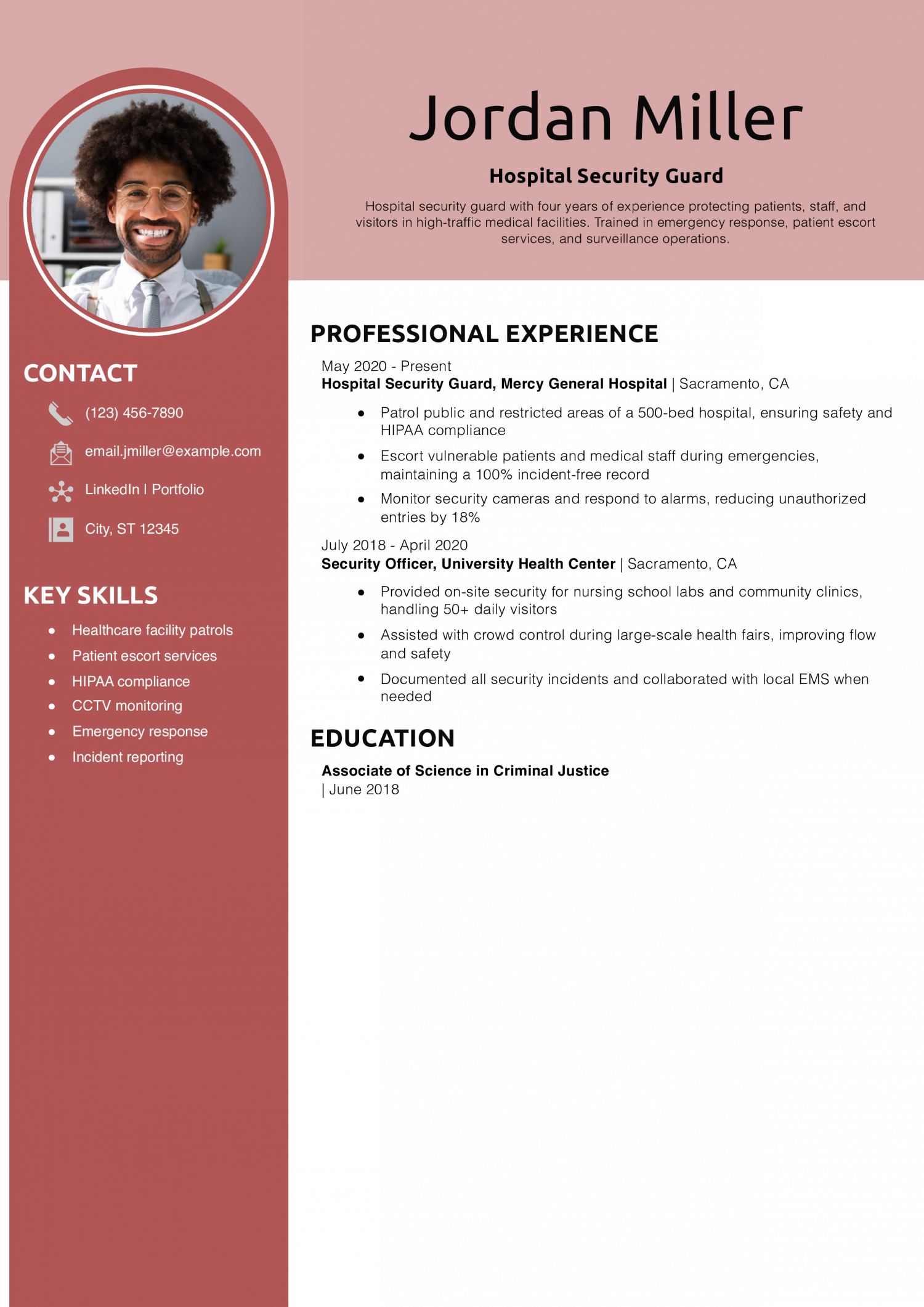 Hospital Security Guard Resume Example