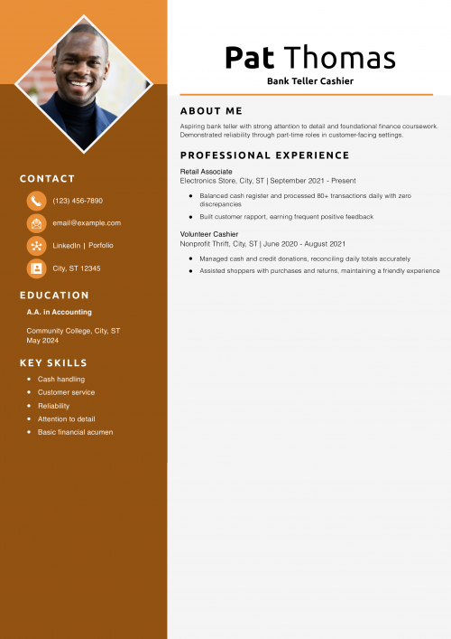 Bank Teller Cashier Resume Example