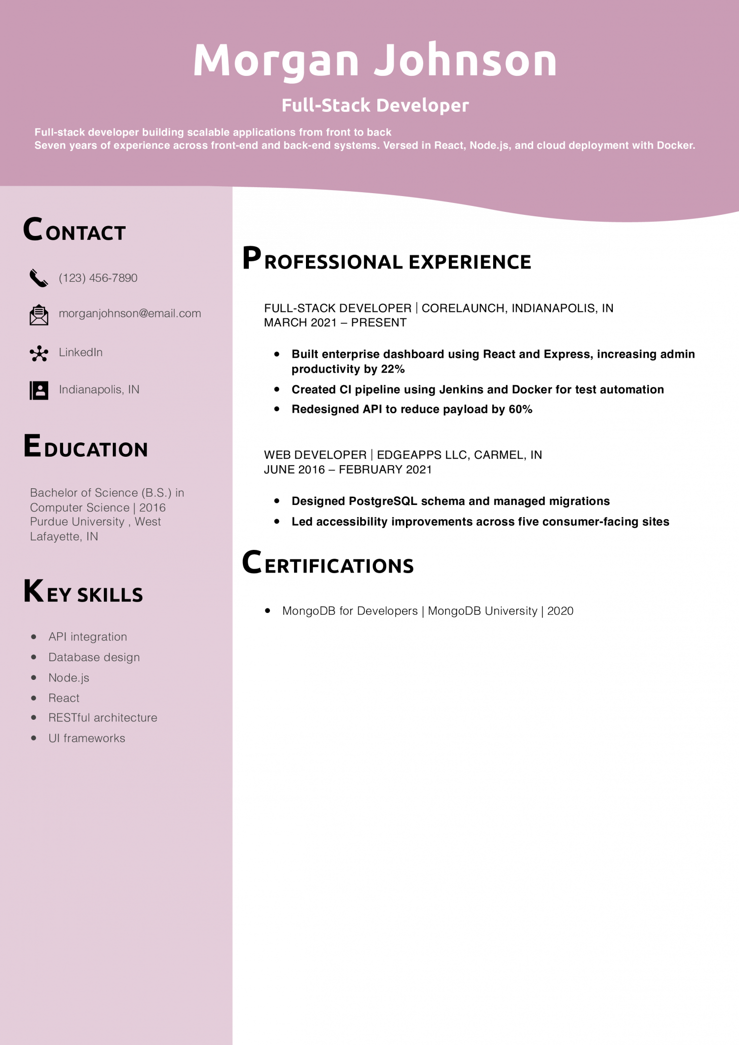 Full-Stack Developer Resume Example