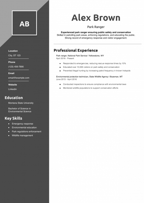 Park Ranger ResumePark Ranger Resume Example