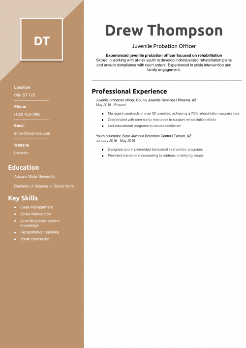 Juvenile Probation Officer Resume Example